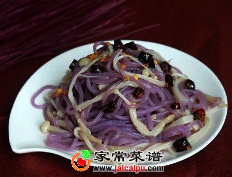 凉拌金针菇紫薯粉