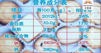 夹心饼干营养成分表