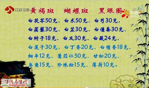 黄褐斑、蝴蝶斑、黑眼圈中药方