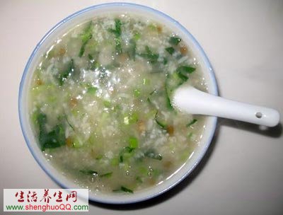 绿豆菜心粥