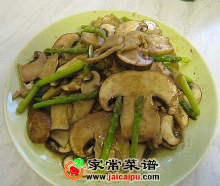 鲍汁芦笋蘑菇炒鸡柳