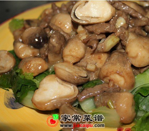 蚝油牛肉草菇生菜