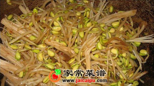 红椒金菇炒豆芽